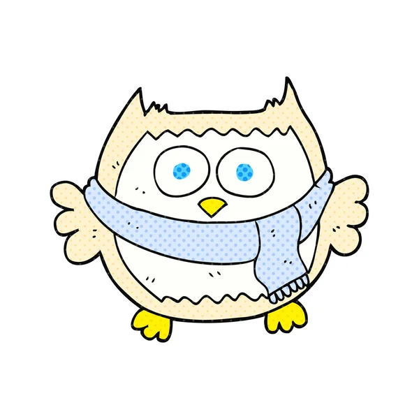 Cartoon owl wearing scarf — Stock Vector