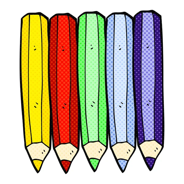 Çizgi roman tarzı çizgi film renkli kalemler — Stok Vektör