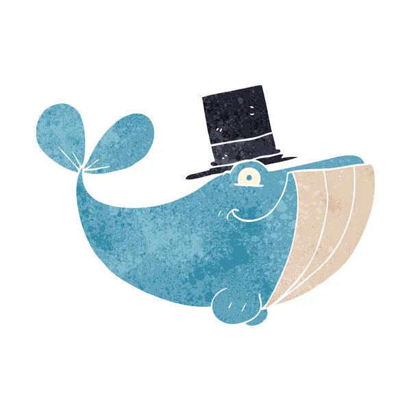 Retro karikatür balina üst şapka — Stok Vektör