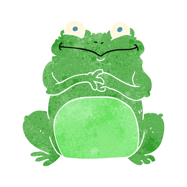 Retro karikatür komik kurbağa — Stok Vektör