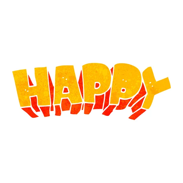 Retro cartone animato parola felice — Vettoriale Stock