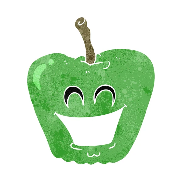 Retro cartoon grinning apple — Stock Vector