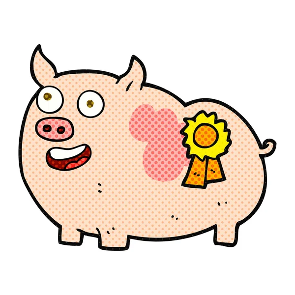 Porco vencedor do prémio dos desenhos animados — Vetor de Stock