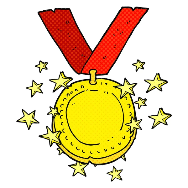 Desenho animado espumante medalha de ouro —  Vetores de Stock