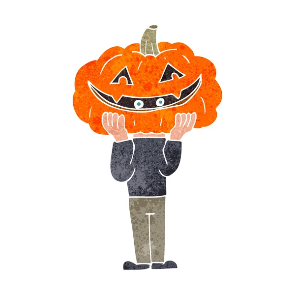 Retro kreslený dýňová hlava halloween kostým — Stockový vektor