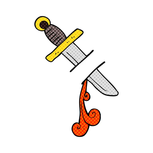 Cómic estilo dibujos animados tatuaje cuchillo símbolo — Vector de stock