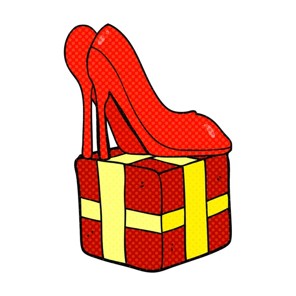 Cartoon high heel shoes gift — Stock Vector
