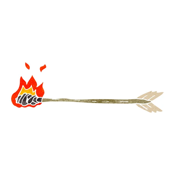 Caricatura retro flaming arrow — Vector de stock