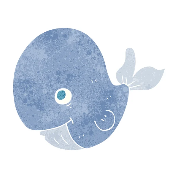 Retro cartone animato felice balena — Vettoriale Stock