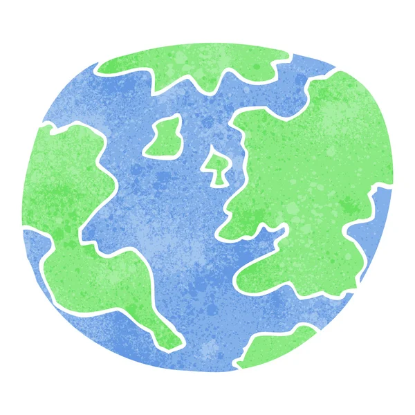 Retro cartone animato pianeta terra — Vettoriale Stock