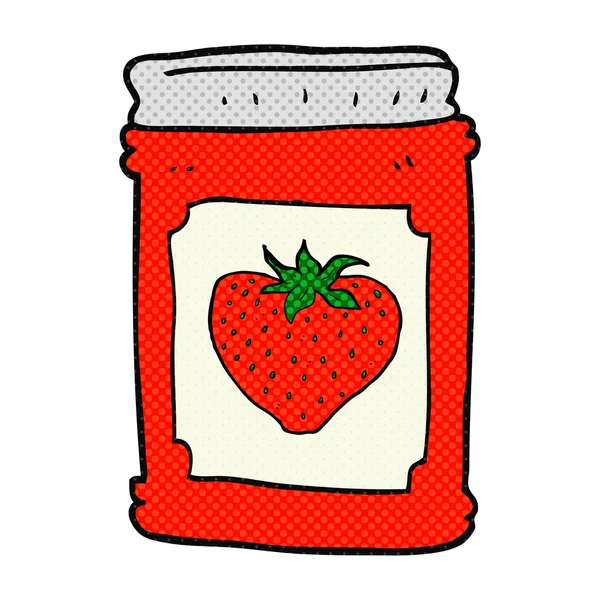 Cartoon strawberry jam jar — Stock Vector
