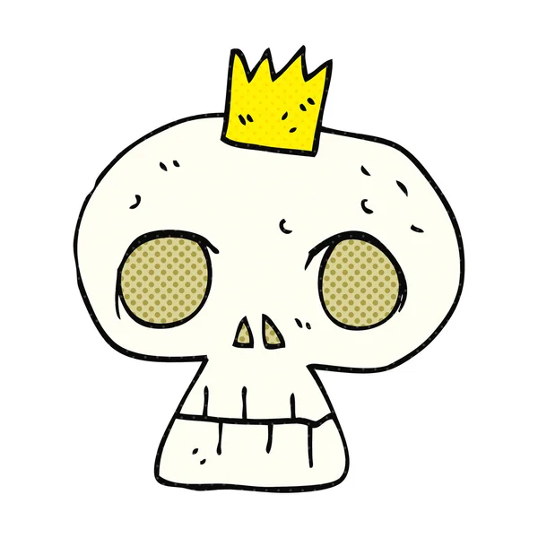 Calavera de dibujos animados con corona — Archivo Imágenes Vectoriales