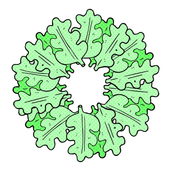 Feuilles de chêne dessin animé dans un anneau — Image vectorielle