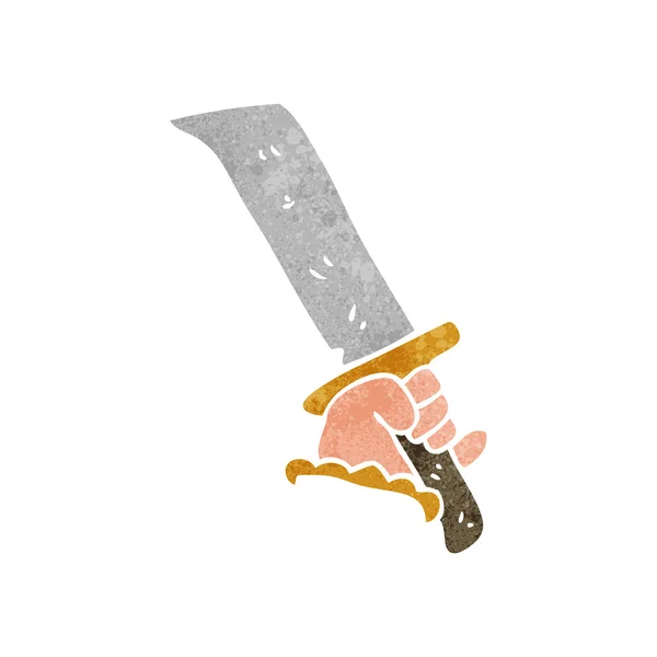Main de dessin animé rétro avec épée — Image vectorielle