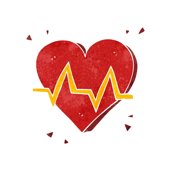 Frequenza cardiaca cartone animato retrò — Vettoriale Stock