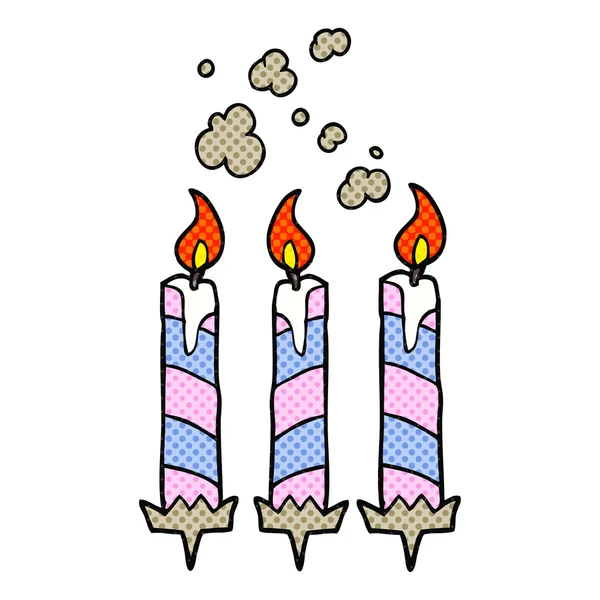 Velas de pastel de cumpleaños de dibujos animados estilo cómic — Archivo Imágenes Vectoriales