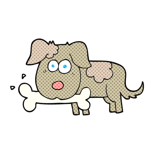 骨付きの漫画犬 — ストックベクタ