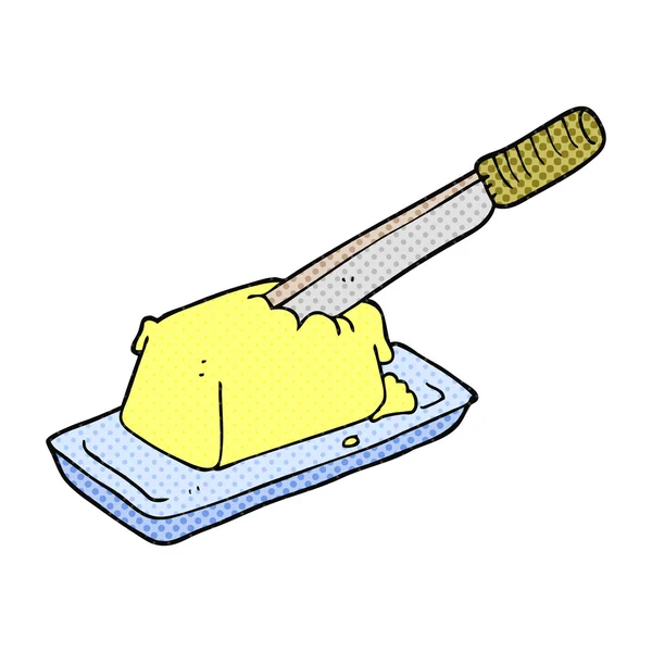 Cuchillo de dibujos animados en mantequilla — Archivo Imágenes Vectoriales