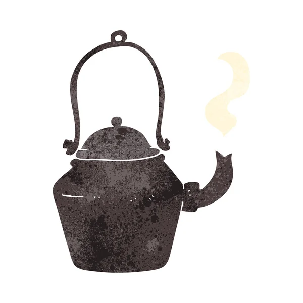 Retro cartoon old black kettle — Stock Vector