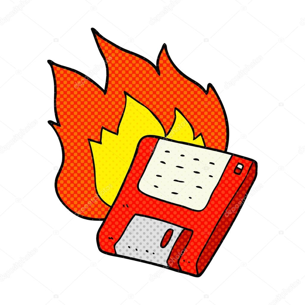 Comic Book Style Cartoon Old Computer Disk Burning Stock Vector C Lineartestpilot 96705198