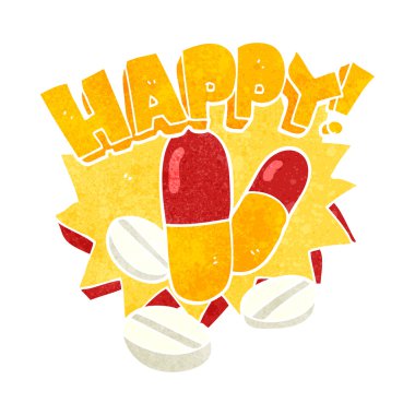 Retro karikatür mutluluk hapları