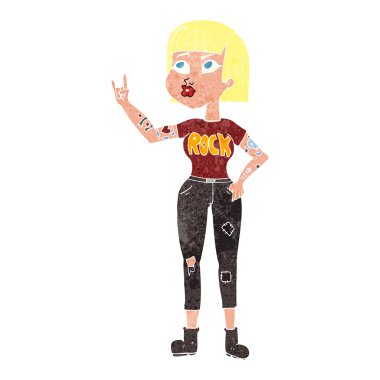 Retro karikatür kaya kız