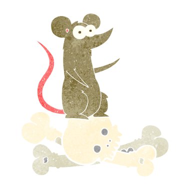 Retro karikatür sıçan kemik üzerinde