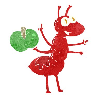 Retro karikatür karınca apple ile
