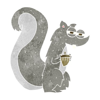 Retro karikatür sincap fındık ile