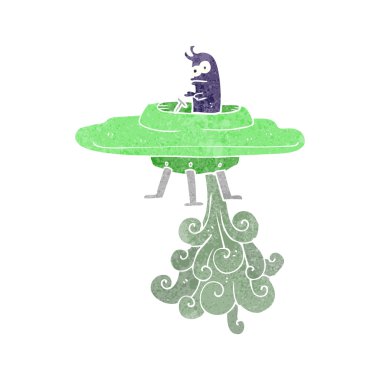 Retro karikatür uçan daire