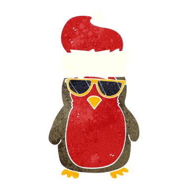Retro karikatür havalı christmas robin