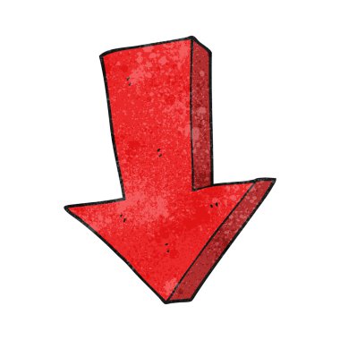 aşağı dönük dokulu karikatür oku