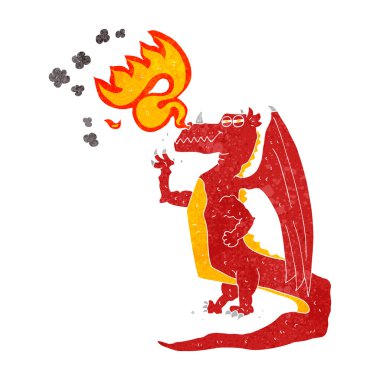 retro karikatür mutlu yangın nefes dragon
