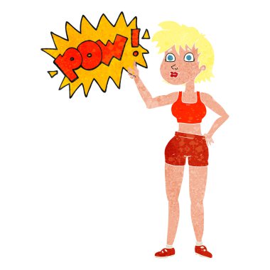 sembol Yaşasın vererek mutlu jimnastik salonu kadın