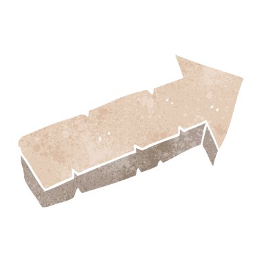 Retro karikatür taş işaret eden ok