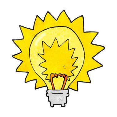 dokulu karikatür ışık parlayan ampul