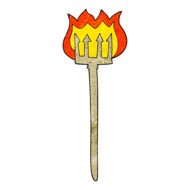 dokulu karikatür yanan şeytan çatal