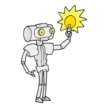 ampul ile dokulu karikatür robot