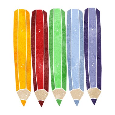 Retro karikatür renkli kalemler