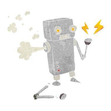Retro karikatür kırık robot