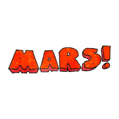 dokulu karikatür Mars metin sembol