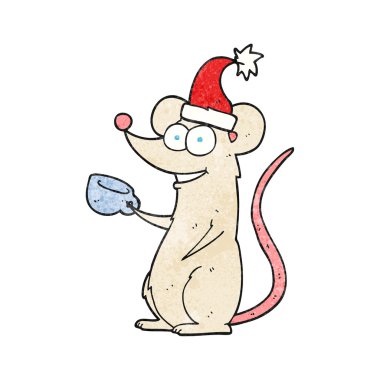 dokulu karikatür fare Noel şapka