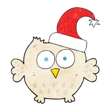 dokulu karikatür Kukumav Noel şapka