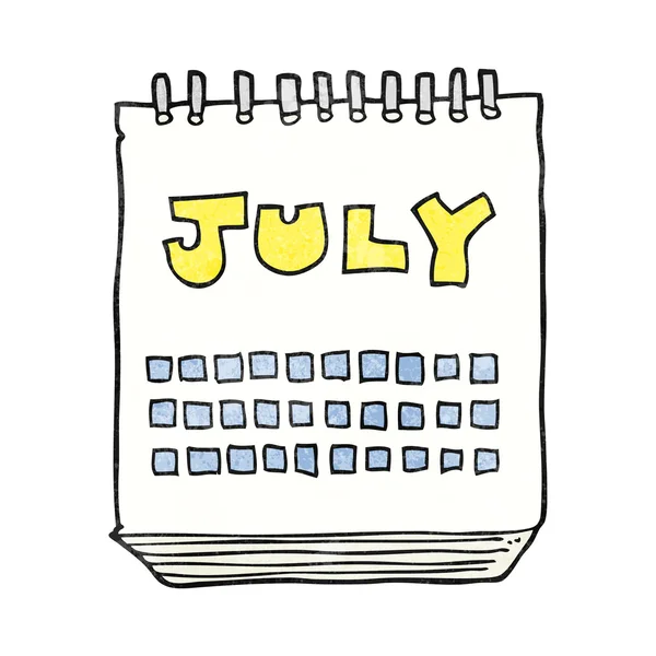 Temmuz ayı gösteren dokulu karikatür takvim — Stok Vektör