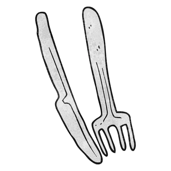 Textured cartoon knife and fork — Stock Vector