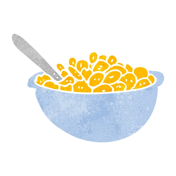 Retro cuenco de dibujos animados de cereales — Vector de stock