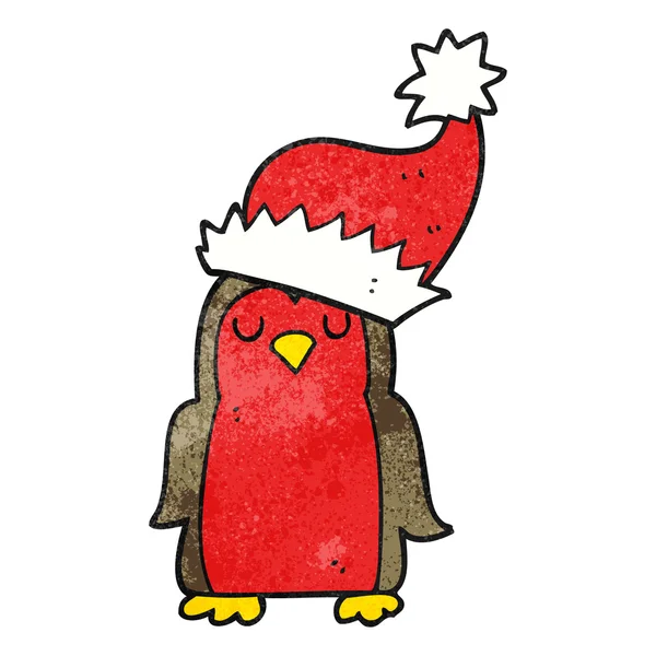 Getextureerde cartoon Kerstmis robin — Stockvector