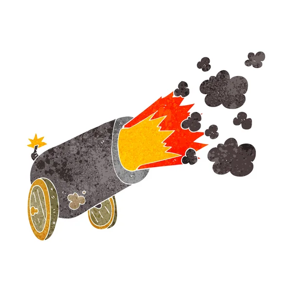 Retro cartoon big cannon firing — Stock Vector