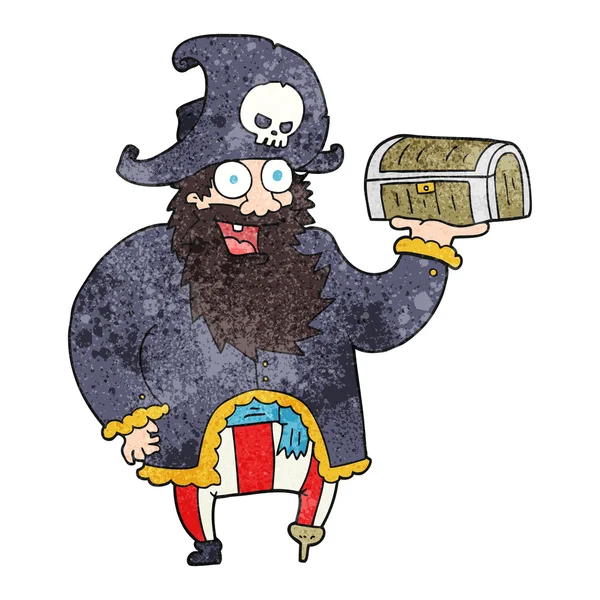 Dekorativní kreslená pirát kapitán s pokladem — Stockový vektor