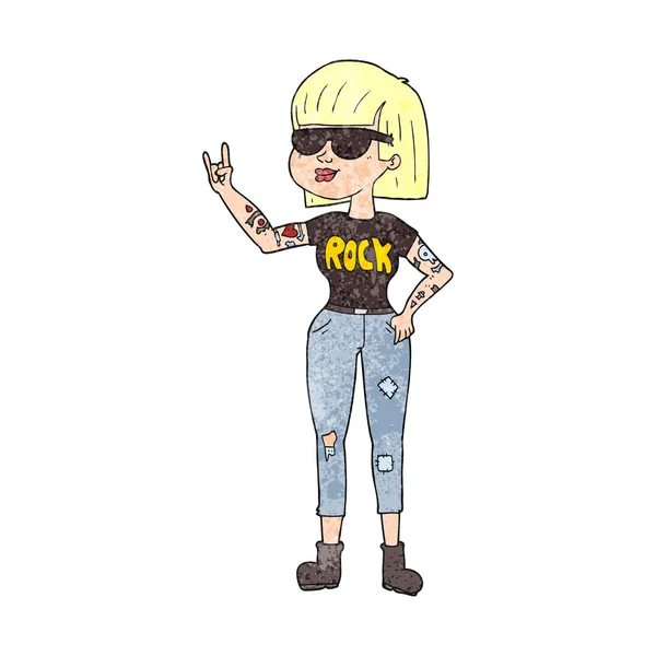 Texturizado cartoon rock mulher —  Vetores de Stock